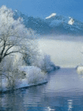 Зима на реке смайлик гиф анимация картинки