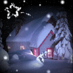 Зимний домик под снегом смайлик гиф анимация картинки